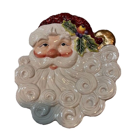 Vntg Fitz & Floyd Canape/Candy Plate Santa Face Christmas Holiday Collection Box - Picture 3 of 5